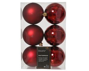Kissmas Classic - 6 Pack Burgundy Baubles 8cm