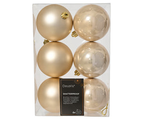 Kissmas Classic - 6 Pack Pearl Baubles 8cm