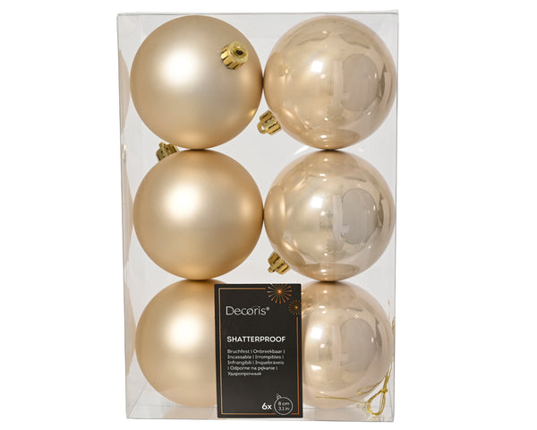 Kissmas Classic - 6 Pack Pearl Baubles 8cm