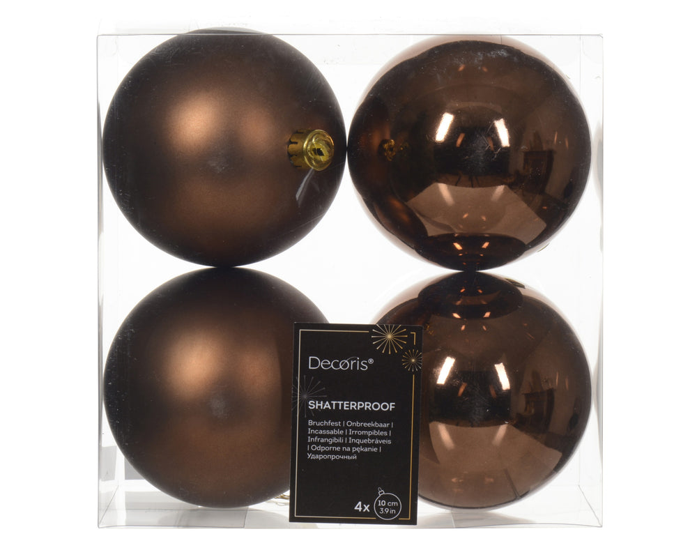 Kissmas Classic - 4 Pack Espresso Baubles 10cm