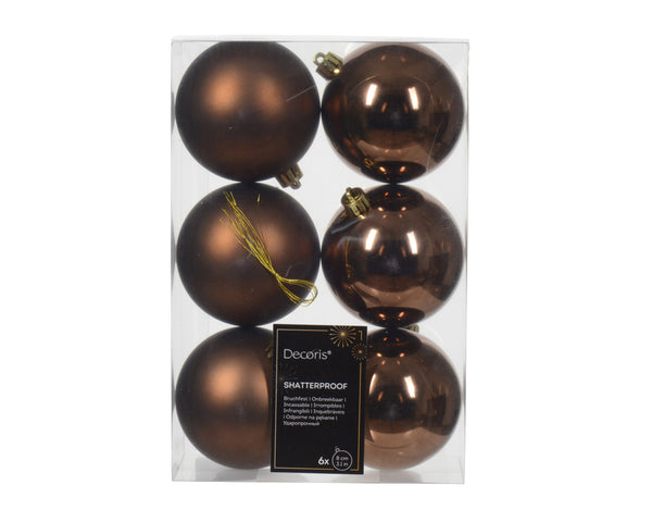 Kissmas Classic - 6 Pack Espresso Baubles 8cm