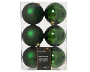 Kissmas Classic - 6 Pack Pine Green Baubles 8cm