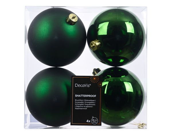 Kissmas Classic - 4 Pack Pine Green Baubles 10cm