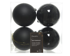 Kissmas Classic - 4 Pack Black Baubles 10cm