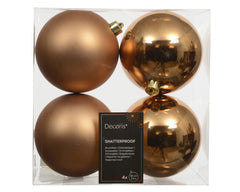 Kissmas Classic - 4 Pack Caramel Baubles 10cm