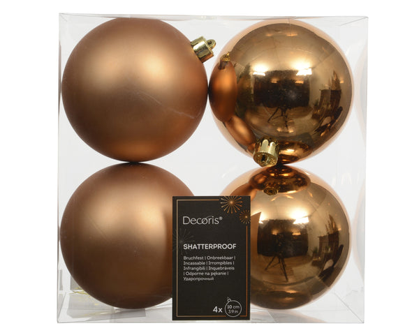 Kissmas Classic - 4 Pack Caramel Baubles 10cm