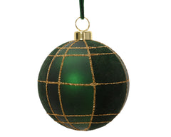 The Braemar Green Detail Bauble - 8cm