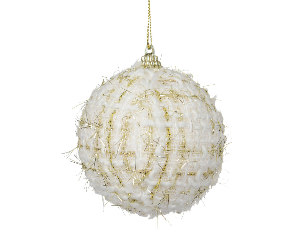 Alwyn Tweed Cream Bauble - 8cm