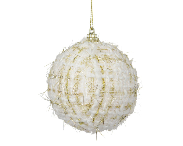 Alwyn Tweed Cream Bauble - 8cm