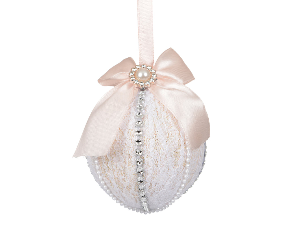 Lillian Pink Pearl and Diamante Bauble 8cm