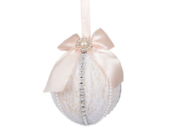 Lillian Pink Pearl and Diamante Bauble 8cm