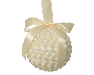 Pearl Detail with Bow Bauble 10cm