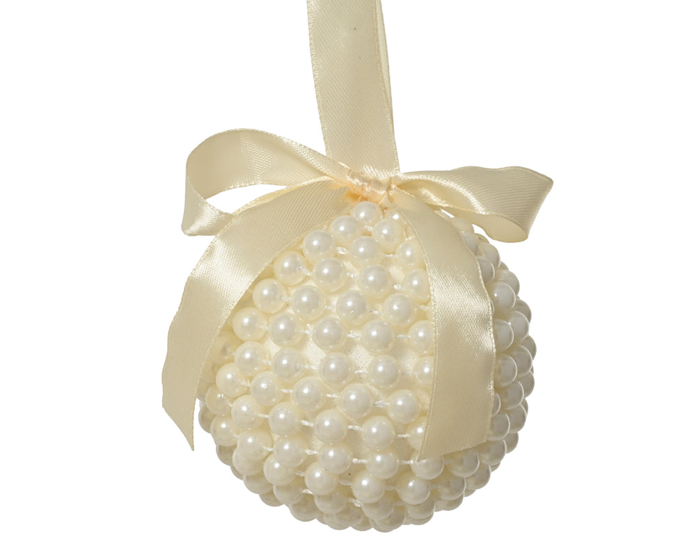 Pearl Detail with Bow Bauble 8cm