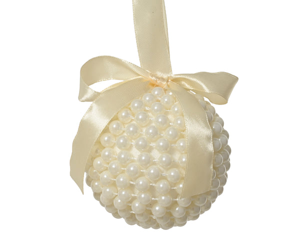 Pearl Detail with Bow Bauble 8cm