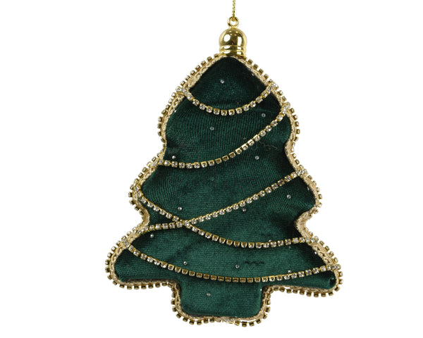 The Cameron Christmas Tree Green and Gold Detail Ornament - 14.5cm