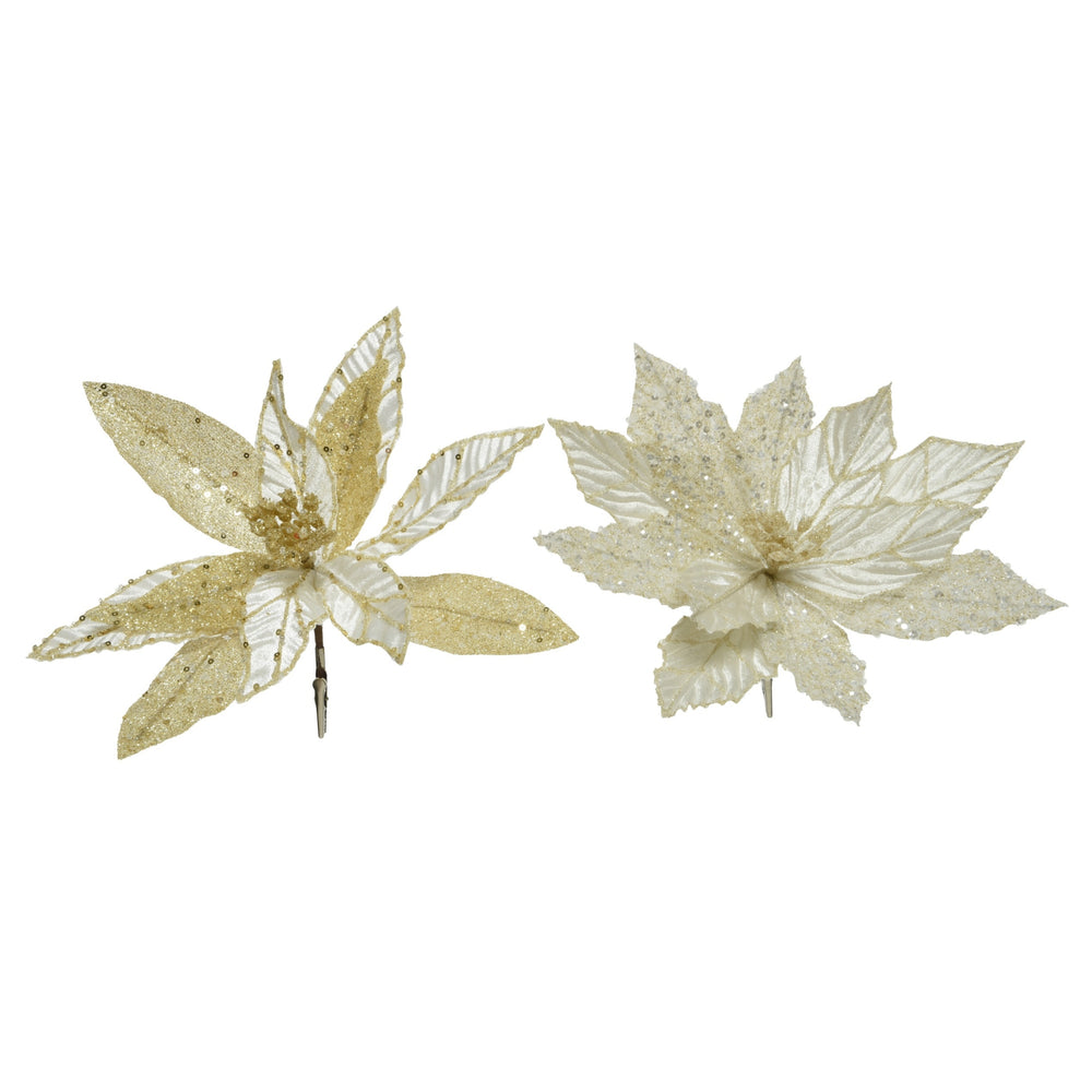 Luxe - Vanilla / Honey Kissmas Poinsettia Set of 2 - 28cm