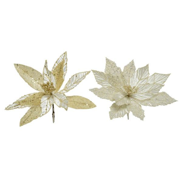 Luxe - Vanilla / Honey Kissmas Poinsettia Set of 2 - 28cm