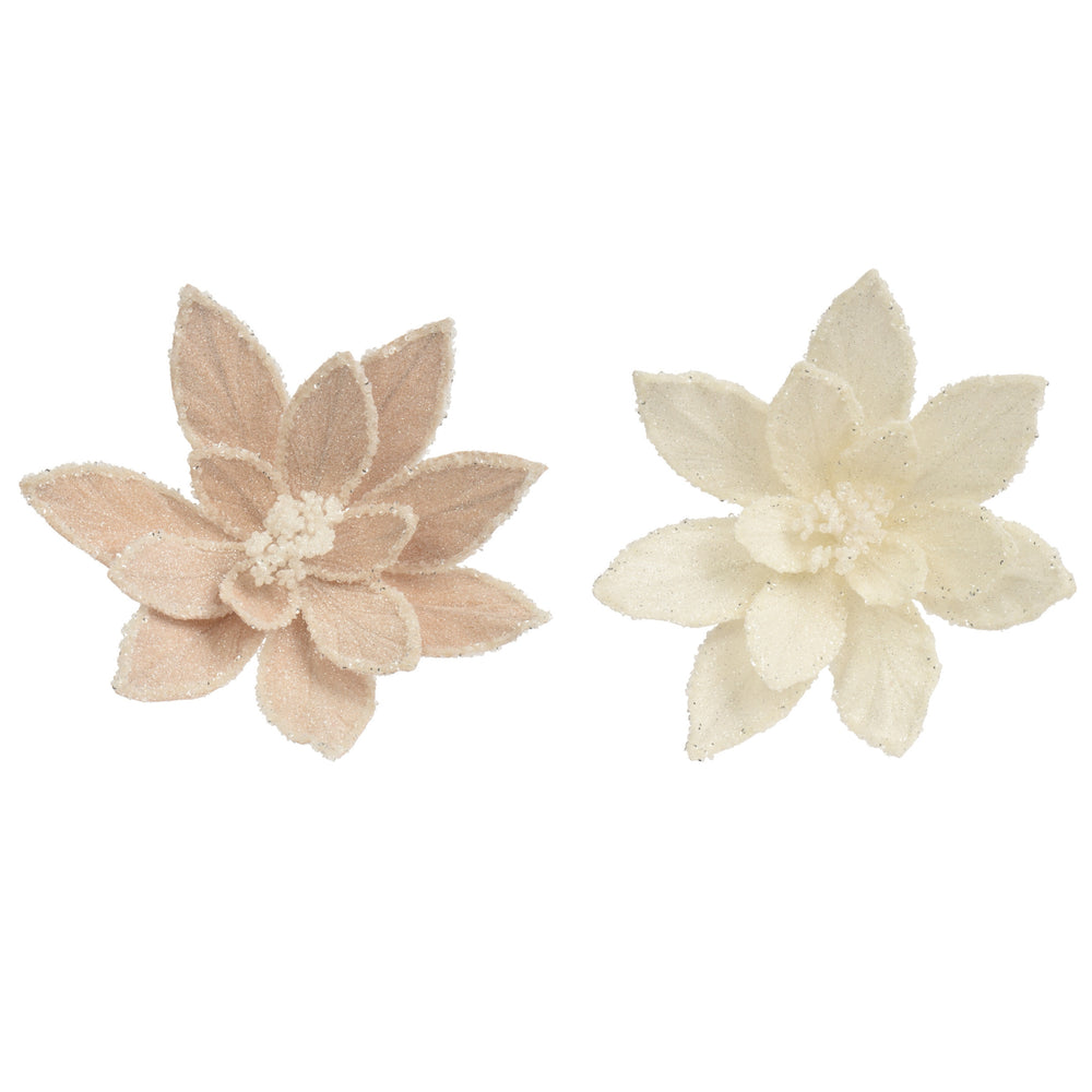 Anastasia / Jeanette Pink and Cream Detail Poinsettia Set of 2 - 30cm