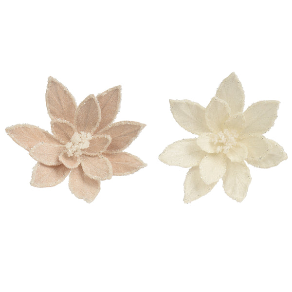Anastasia / Jeanette Pink and Cream Detail Poinsettia Set of 2 - 30cm