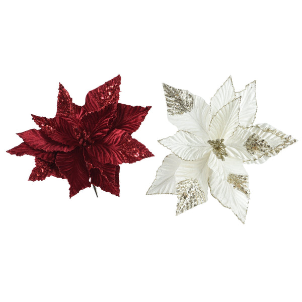 The Gleneagles / Luxe Vanilla Kissmas Poinsettia Set of 2 - 30cm