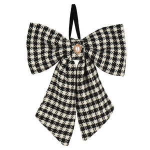 Mariah Black and Cream Pearl Detail Bow - 34cm