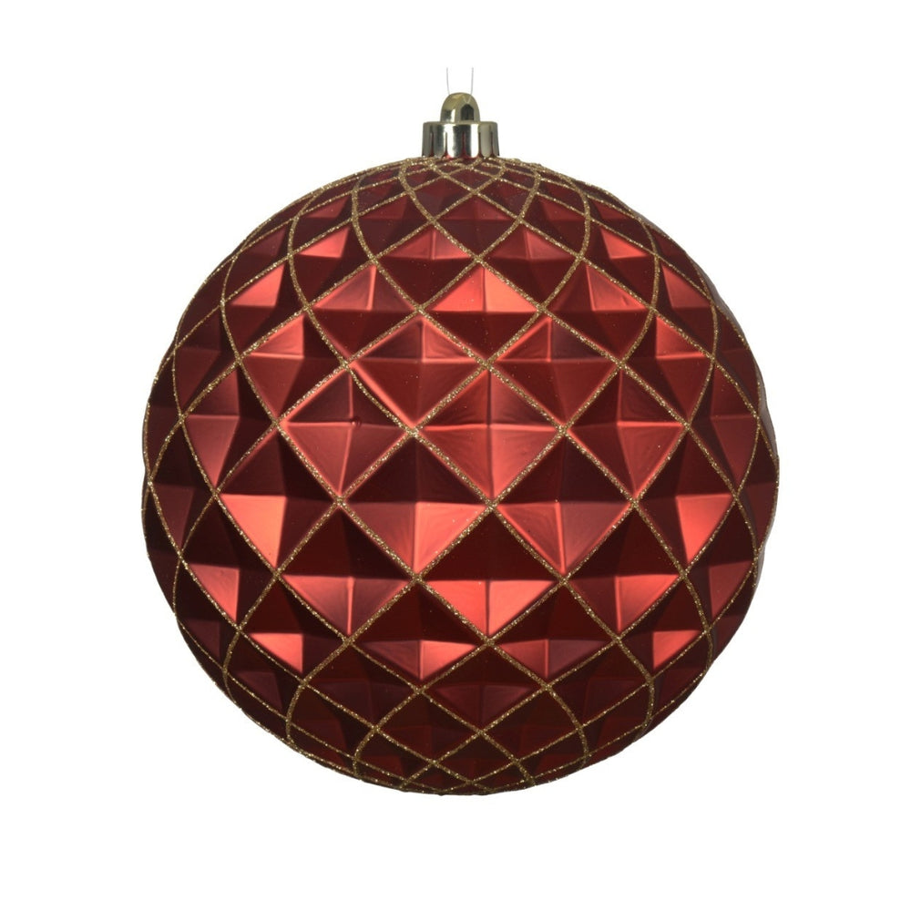 Ruby Harlequin Red and Gold Detail Bauble - 20cm