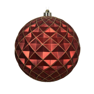 Ruby Harlequin Red and Gold Detail Bauble - 20cm