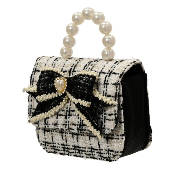 Marion Kissmas Black Tweed Pearl Handbag Ornament 15cm