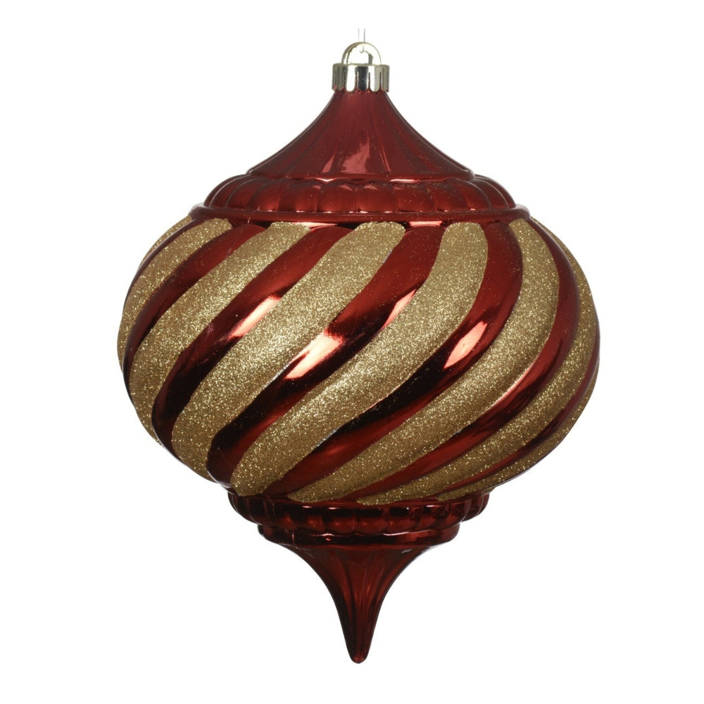 Ruby Red and Gold Swirl Detail Bauble - 20cm
