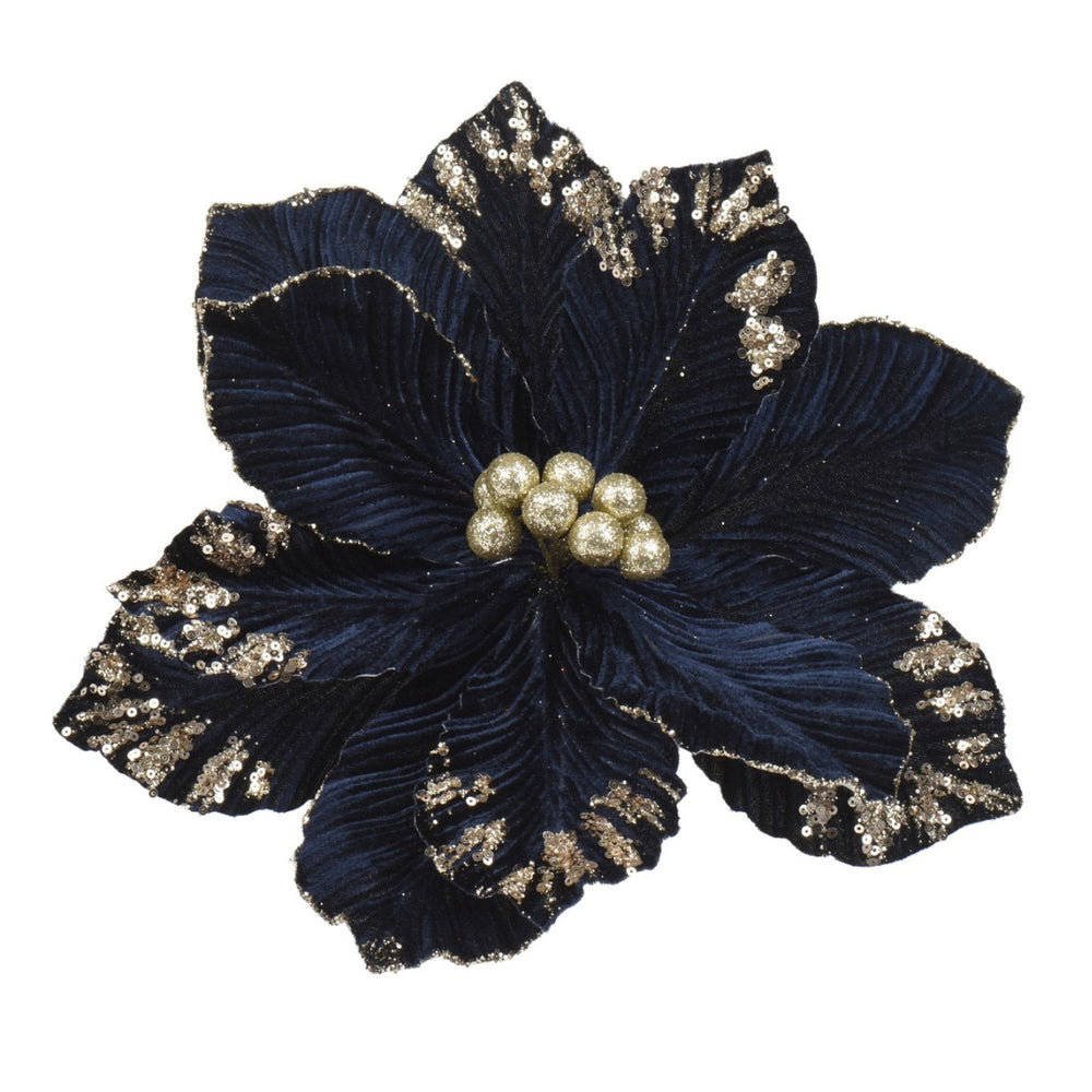 The Beaumont Navy Blue Detail Poinsettia - 35cm
