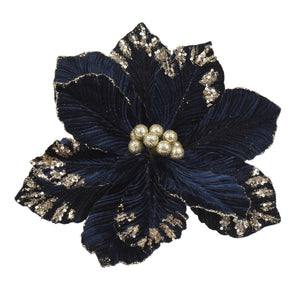 The Beaumont Navy Blue Detail Poinsettia - 35cm