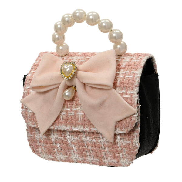 Jeanette Kissmas Pink Tweed Pearl Handbag Ornament 15cm