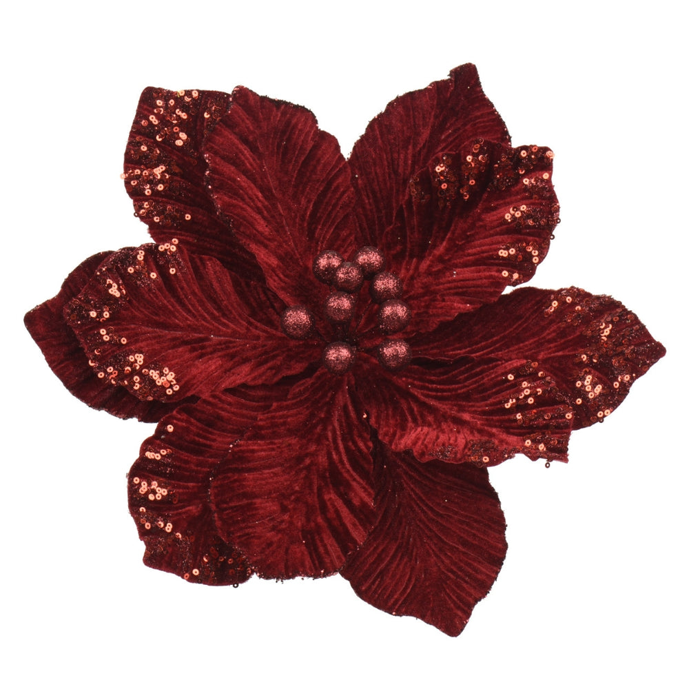The Balmoral Burgundy Detail Poinsettia - 35cm
