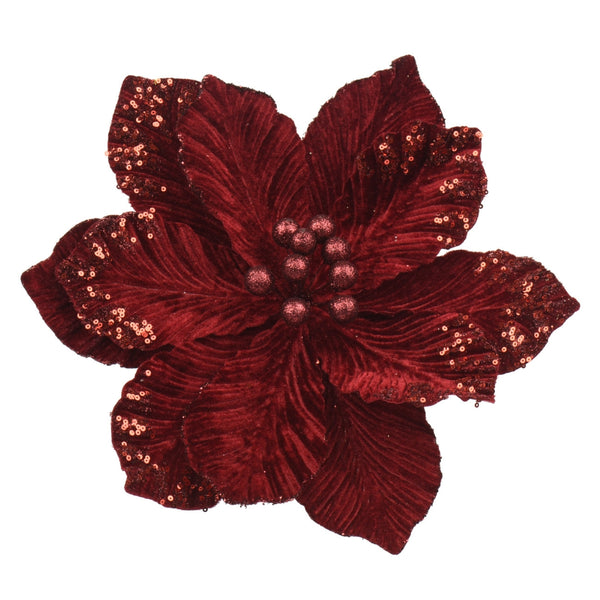 The Balmoral Burgundy Detail Poinsettia - 35cm