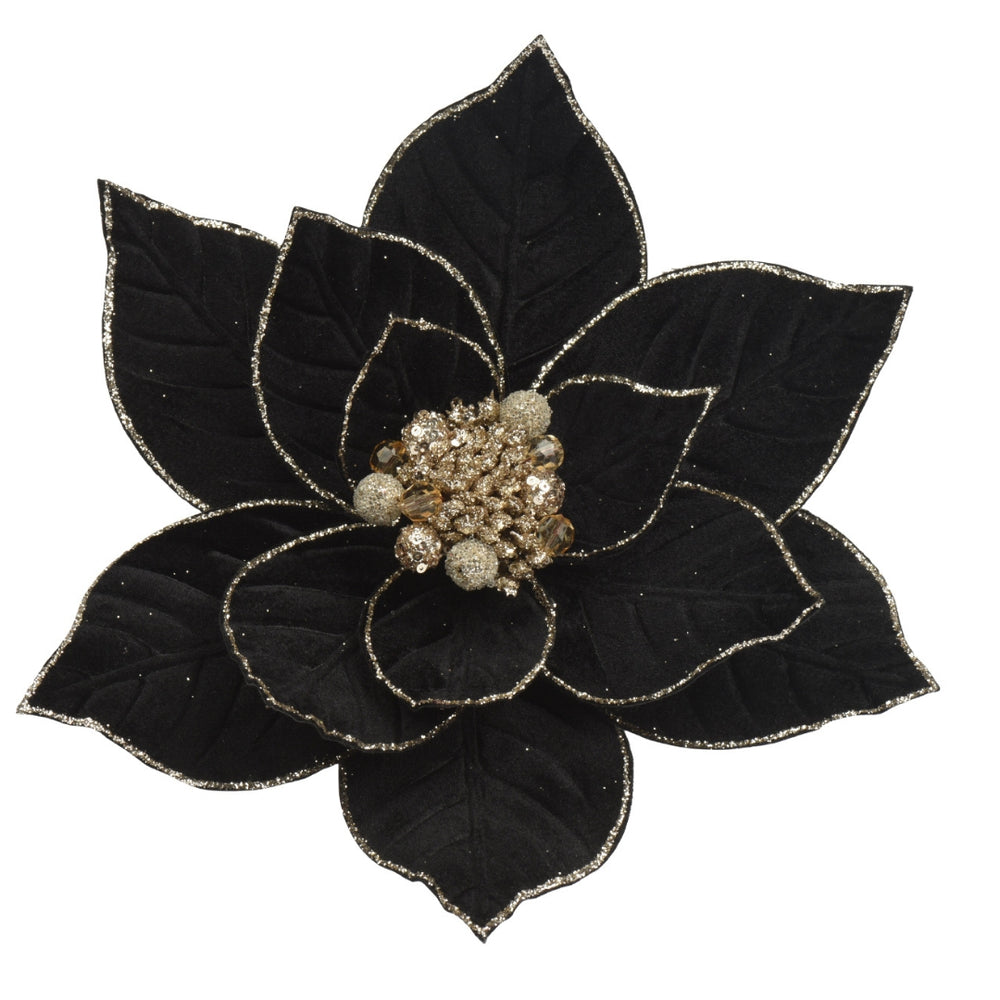 Saskia Black and Gold Poinsettia - 30cm