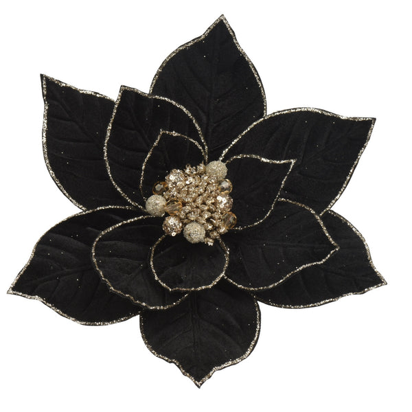 Saskia Black and Gold Poinsettia - 30cm